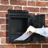 Lockable Door on Black Rose Post Box Open 