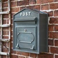 "Osteler Oppulence" Grey Wall Mounted Post Box with White Lettering