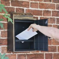 Brushed Bronze Wall Mounted Post Box with Door Open  Brushed Bronze Wall Mounted Post Box with Door Open