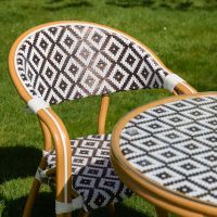 The "Pachino" 2-Seater Outdoor Dining Set Back Of Chair Detail Shot The "Pachino" 2-Seater Outdoor Dining Set Back Of Chair Detail Shot