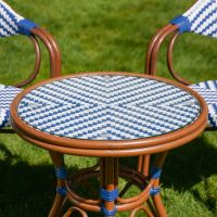 The "Draycott" 2-Seater Rattan Outdoor Dining Set Table Close Up