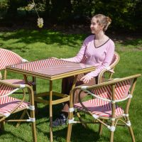 The "Malon" 4-Seater Rattan Outdoor Dining Set Scale Shot In A Garden