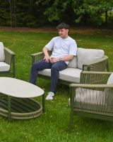 The "Chester" 4-Seater Outdoor Furniture Set - Green Scale Shot Ina A Garden The "Chester" 4-Seater Outdoor Furniture Set - Green Scale Shot Ina A Garden