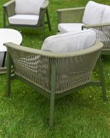 The "Chester" 4-Seater Outdoor Furniture Set - Green Back Of Chair Rope Details The "Chester" 4-Seater Outdoor Furniture Set - Green Back Of Chair Rope Details