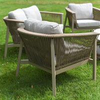 The "Chester" 4-Seater Outdoor Furniture Set - Champagne Back Of The Chair Close Up