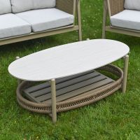 The "Chester" 4-Seater Outdoor Furniture Set - Champagne Table Close Up