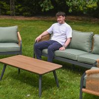 The "Marie" 5-Seater Garden Furniture Set - Green Scale Shot In A Garden The "Marie" 5-Seater Garden Furniture Set - Green Scale Shot In A Garden