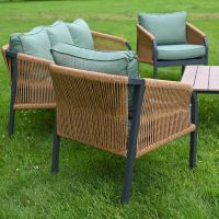 The "Marie" 5-Seater Garden Furniture Set - Green Back Of Chair Detail Shot The "Marie" 5-Seater Garden Furniture Set - Green Back Of Chair Detail Shot