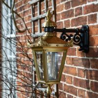 Side view of Antique Brass Victorian Wall Lantern 