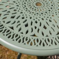 The “Hydrangea” Deluxe 4-Seater Outdoor Dining Set - Sage Green Table Close Up