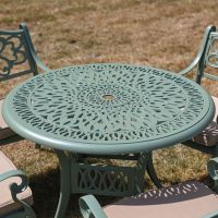 The “Hydrangea” Deluxe 4-Seater Outdoor Dining Set - Sage Green Full Table From Above 