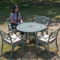 The “Hydrangea” Deluxe 4-Seater Outdoor Dining Set - Sage Green Scale Shot 