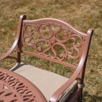The “Rose Filigree” Deluxe 4-Seater Outdoor Dining Set - Terracotta Back Of Chair Close up