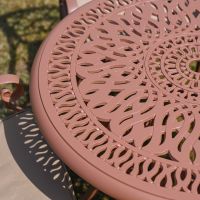 The “Rose Filigree” Deluxe 4-Seater Outdoor Dining Set - Terracotta Digital Table Close Up