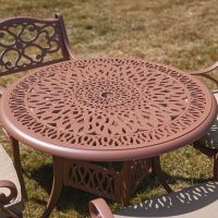 The “Rose Filigree” Deluxe 4-Seater Outdoor Dining Set - Terracotta Full Table Shot 