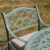 The "Sage Blossom" 8-Seater Garden Dining Set - Sage Green Chair Details Close Up The "Sage Blossom" 8-Seater Garden Dining Set - Sage Green Chair Details Close Up