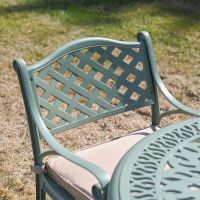 The “Gardenia” Deluxe 4-Seater Outdoor Dining Set - Sage Green Back of Chair Design