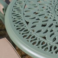 The “Gardenia” Deluxe 4-Seater Outdoor Dining Set - Sage Green Table Close Up 