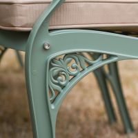 The "Greenleigh" 8-Seater Outdoor Dining Set - Sage Green Lower Chair Detail Shot The "Greenleigh" 8-Seater Outdoor Dining Set - Sage Green Lower Chair Detail Shot