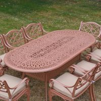 The "Rosemoor" 8-Seater Outdoor Dining Set - Terracotta Full Table Shot