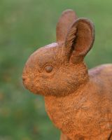Close up Of "Nibbles" Cast Iron Rabbit Garden Sculpture 