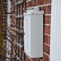 Side View of Simplistic Post Box on House Wall 