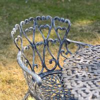 The "Royal Ascott" 2-Seater Outdoor Bistro Set - Antique Silver  Chair Details