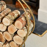 Full Modern Circular Log holder in a Gold Finish Full Modern Circular Log holder in a Gold Finish