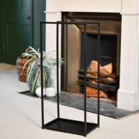 Empty Tall Open Sided Log Holder in Situ Next to the Fireplace