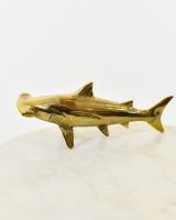 "Meridian" Hammerhead Shark Ornament in Cast Brass high angle