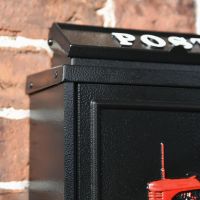 Close up of Wall Mounted Post Box with White "POST" Lettering  Close up of Wall Mounted Post Box with White "POST" Lettering