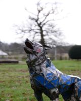‘Fenris’ the howling wolf Upcycled Oil Drum Garden Sculpture close up of head