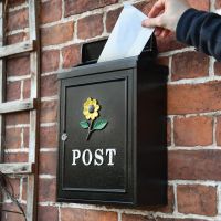"Yellow Sunflower" Post Box with Lid Open