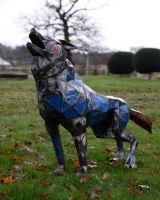 ‘Fenris’ the howling wolf Upcycled Oil Drum Garden Sculpture main image