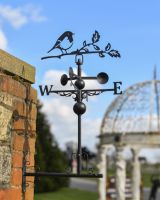 Steel Robin On Branch Weathervane