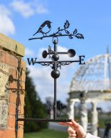 Steel Robin On Branch Weathervane to scale