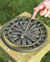 Aged Iron Verdigris Dragonfly Sundial In Situ 