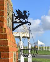  Traditional Wrought Iron Hanging Basket Black - 30cm from side