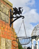 Traditional Wrought Iron Hanging Basket Black - 30cm from side