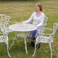 The "Bridgwater" 4-Seater Garden Dining Set - White Scale Shot In A Garden