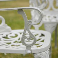 The "Bridgwater" 4-Seater Garden Dining Set - White Chair Arm Detail Shot