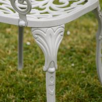 The "Bridgwater" 4-Seater Garden Dining Set - White upper Leg Detail Shot