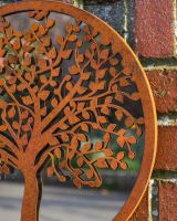Rustic Steel Mirrored Wall Art With Oak Tree details