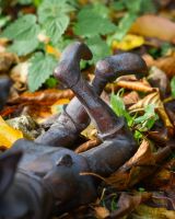 "Daydreamer Pixie" Resin Garden Sculpture Bronze and Verdigris - 42cm close up of legs