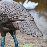 Close up of Feather Detailing on Crane Sculpture 