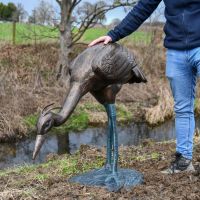 Crane Sculpture with Male for Scale 