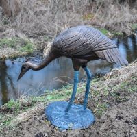 Verdigris Finish Crane Garden Sculpture 