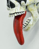 Close up of handpainted detail on skull ornament