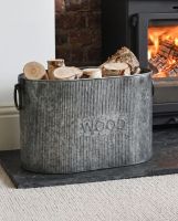 Large Natural Steel "Arreton" Ribbed Log Basket Digital Illustration