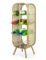 Rustic Metal Rattan Wine Bottle Rack with Bottles